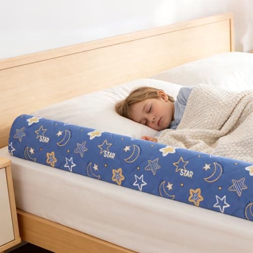 Ceekliybear 1-Pack Premium Foam Bed Bumpers for Toddler, Non-Slip Bed Rails for Toddlers for Twin, Queen, King Beds, Machine Washable Bumpers Cover for Easy Care(Size:52" x 7" x 5")