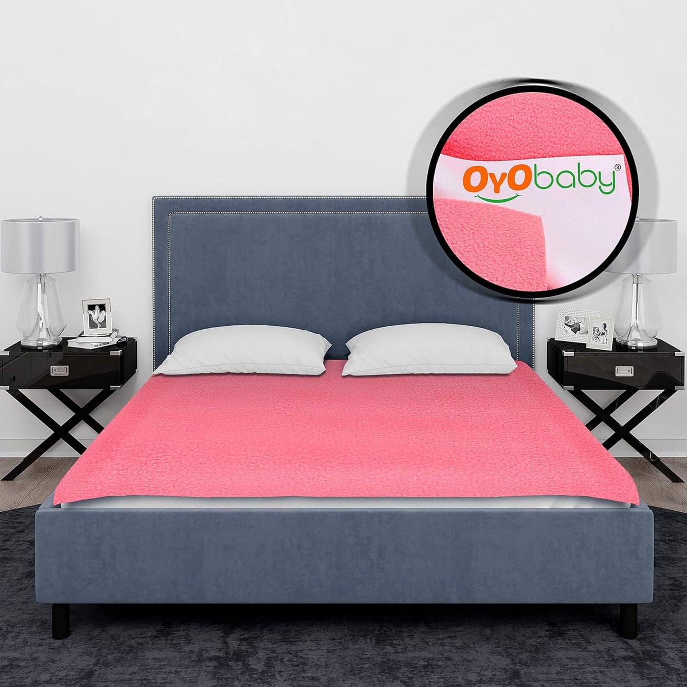 OYO Baby Cotton Baby Bed Protector Dry Sheet for New Born Babies Double Bed Size 260Cm X 200Cm Salmon Rose