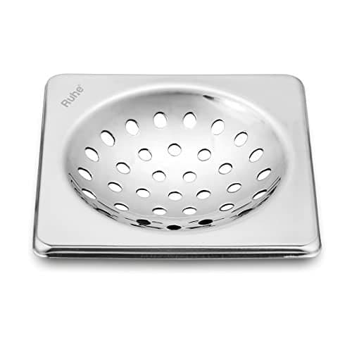 Ruhe® One Square Floor Drain with Collar | Premium Stainless Steel | 5 x 5 inches | Pack of 1
