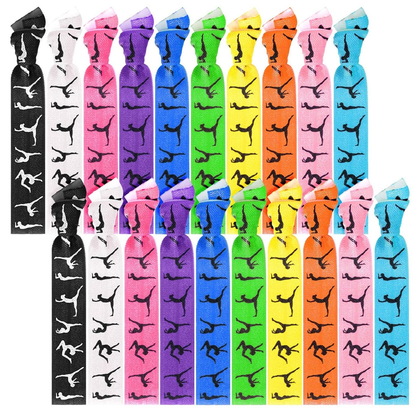 BBTO 20 Pieces Girls Gymnastics Hair Ties Gymnastic Hair Bands Accessories Ribbon Ponytail Holders No Crease Sport for WomenClassic Colors