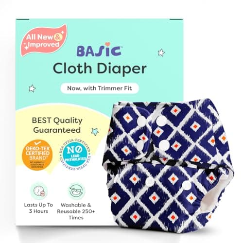 BASIC Cloth Diapers for Babies l New Trimmer Version l Adjustable & Washable Cotton Diaper l Rash Free Reusable Diaper for New Born Baby l Comes with a Quick Dry Pad l 3M - 3Y | 5-17kgs