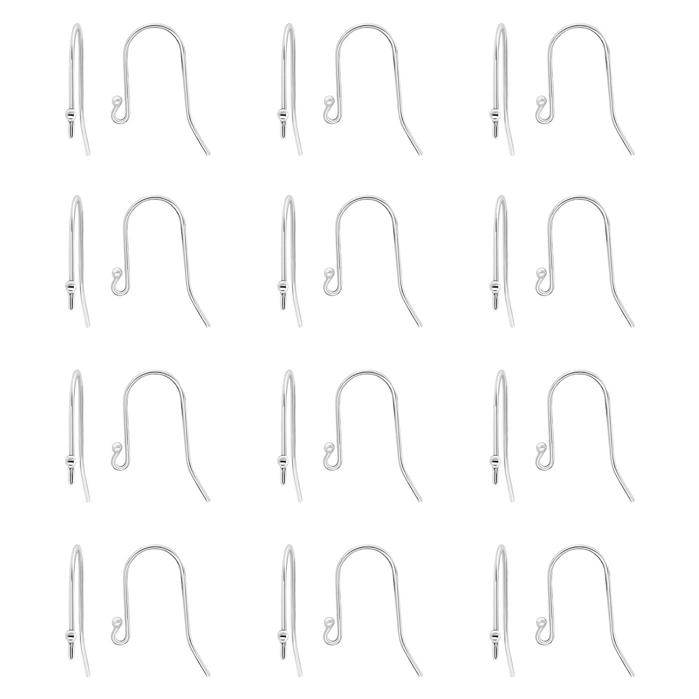 Sea of Ice 925 Sterling Silver Ear Wires Ball End French Earring Hooks for Drop Dangle Earrings Jewelry Making DIY Jewelry Findings Parts 24 Pcs 12 Pairs