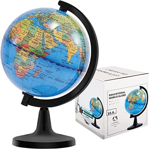 Wizdar 4 World Globe for Kids Learning Educational Rotating World Map Globes Mini Size Decorative Earth Children Globe for Classroom Geography Teaching Desk and Office Decoration4 inch