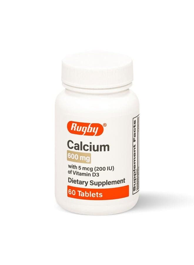 Rugby Laboratories Calcium 600 mg Calcium Supplement Calcium Carbonate Health Strong Bones Vitamin D3 5 mcg 200 IU Potency Guaranteed Value 60 Tablets (Pack of 1)