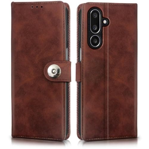 WOW IMAGINE Shock Proof Flip Cover Back Case for Samsung Galaxy M36 5G | Samsung Galaxy F36 5G (Magnetic Button Flip Case | Wallet Pockets & Stand | Leather Finish | Coffee)