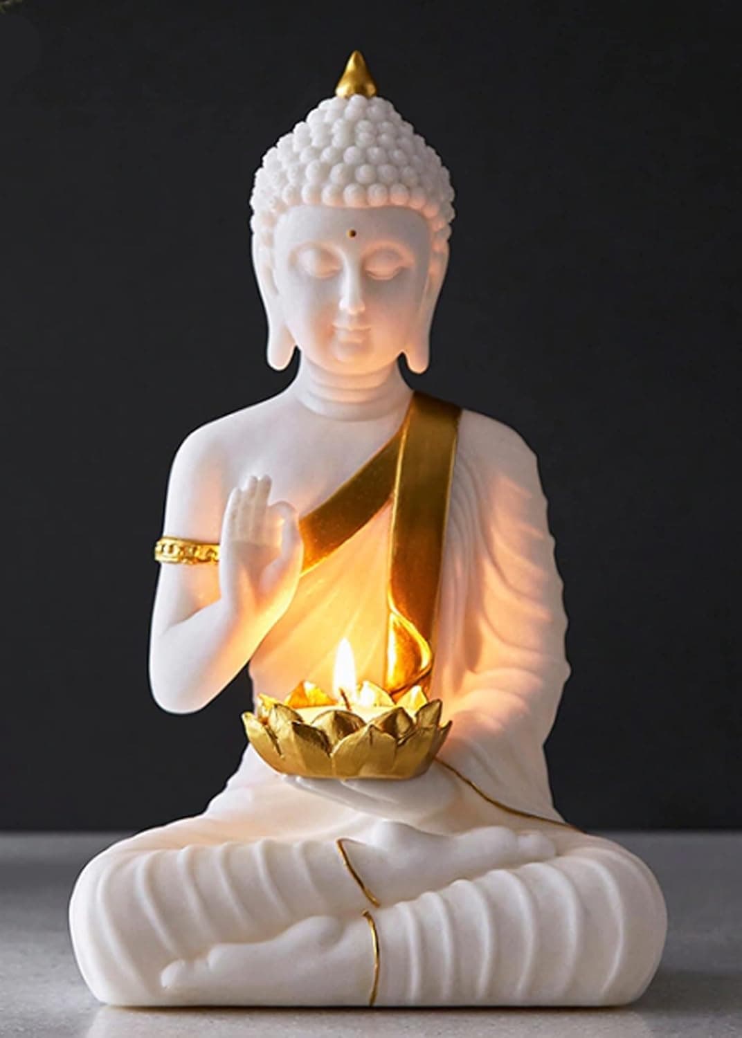 SN Handicrafts Buddha Idol Statue Showpiece Gift Gifting Item Polystone Home Decor Decoration 1 pic White