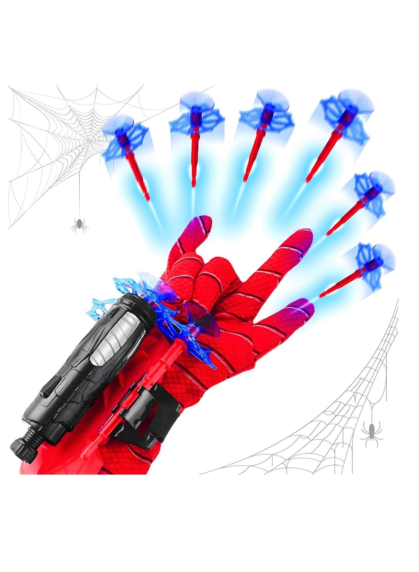ARGT Spider Web Shooter Toy | 8PCS Superhero Launcher Gloves Set with 6 Soft Darts | Cosplay Role-Play Costume for Kids (Ages 3-14) | Fun Interactive Playset