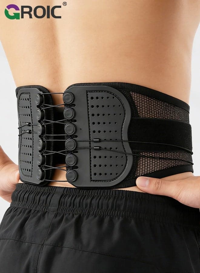 Back Brace for Lower Back Pain Relief with Bionic Support System, 8X Powerful Lumbar Support Belt for Men Women, Back Support Belt with 3D Pad, Breathable Back Support Brace with Adjustable Strap for Herniated Disc, Sciatica, Heavy Lifting, Work