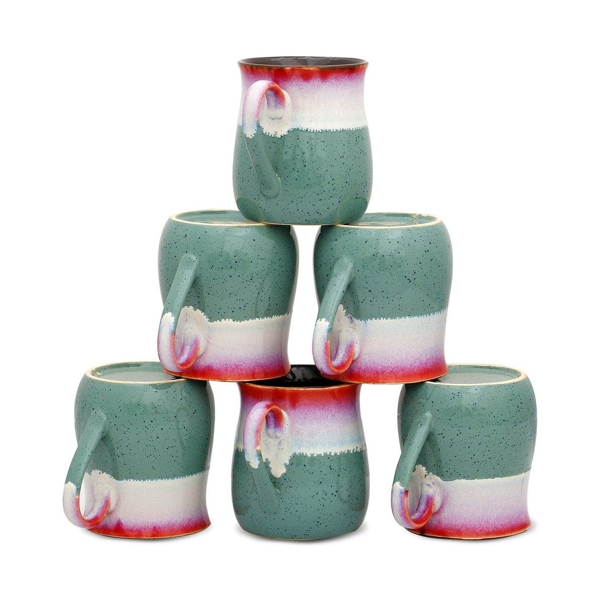 Caffeine Ceramic Handmade Multicolor Studio Tea Cups Set of 6