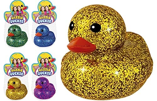 JARU Giant Glitter Rubber Ducks 4 Rubber Duckies Assorted Baby Bath Toys Pool Beach Essentials Stress Relief Sensory Play Fidget Toy Bulk Pinata Filler Stocking Stuffer 43434s
