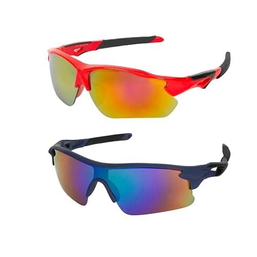 ALNA-TURA Sport sunglasses For Kids Boys & Girls| Stylish Sport UV 400 Protected, Cycling Outdoor Sports Sunglasses for Running, Lightweight (Age 3 To 12) (RED & BLACK)