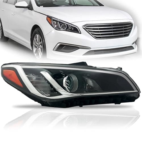 ALLIGATOR AUTO LIGHTS Headlight Assembly Compatible with Hyundai Sonata 2015 2016 2017 Halogen Headlamp Bulbs Included RightPassenger Side