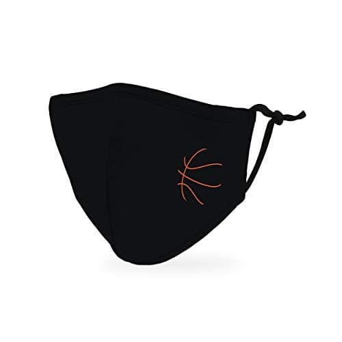 WEDDINGSTAR 3-Ply Kid's Washable Cloth Face Mask Reusable and Adjustable with Filter Pocket - Basketball
