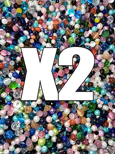 Cat's Eye Beads, Pearl, Crystal, Glass, Acrylic, 3/4 Pounds Loose Assorted Mixed DIY Jewelry Kit, Crafting Projects (Double Pack - 1.5 pounds of Beads)
