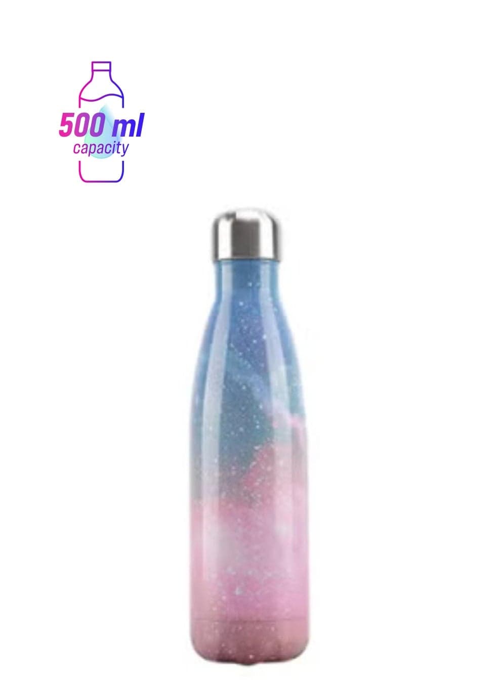 Vacuum Insulated Double Wall Stainless Steel Water Bottle 500 ML Pink/Blue 28x7.5cm