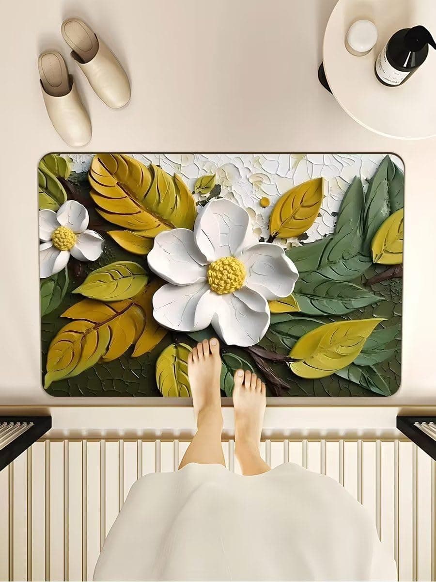 Rylan Bathroom Mat,Door mat Door Mat, Rubber Non-Slip Quick Dry Rugs Fit Under Door Super Absorbent Thin Fashion Washable Oval Floor Bath Mat for Bathroom, Bathtub, Shower and Sink (2, bentoo)