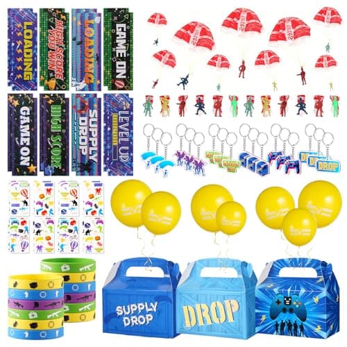 Vanblue 84pcs Video Game Party Favors Gaming Birthday DecorationsGame Theme Gifts Boxes Party Birthday Supplies Gift Bags Sets Military Supply Loot BoxGoodie Bag Stuffers Rewards Gifts