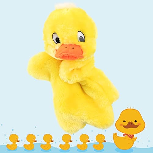 Easfan Duck Hand Puppet Plush Interactive Animal Toy for Role Play Storytelling Preschool Teaching Christmas Birthday Gifts for Kids Boys Girls Yellow 11