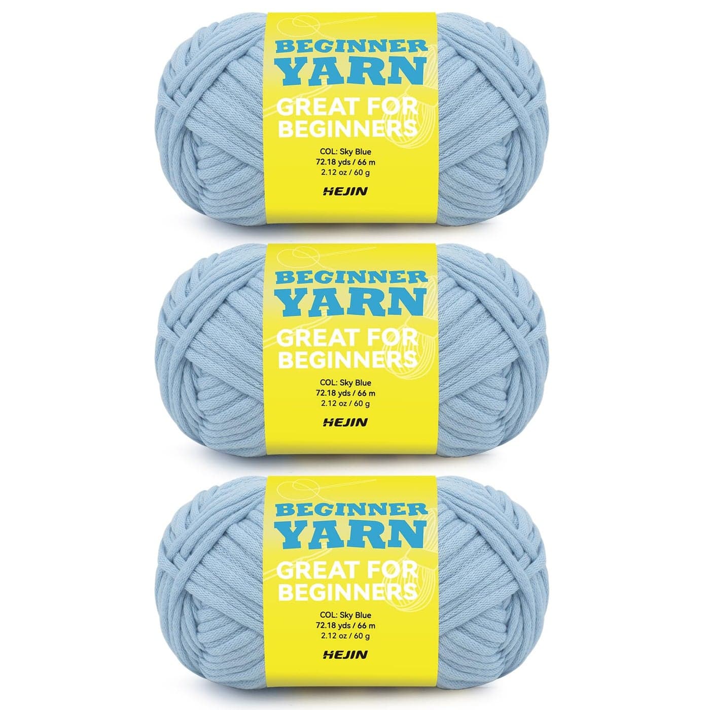 3x60g Blue Yarn for Crocheting and Knitting3x66m 72yds Cotton Yarn for Beginners with EasytoSee StitchesWorstedWeight Medium 4CottonNylon Blend Yarn for Beginners Crochet Kit Making