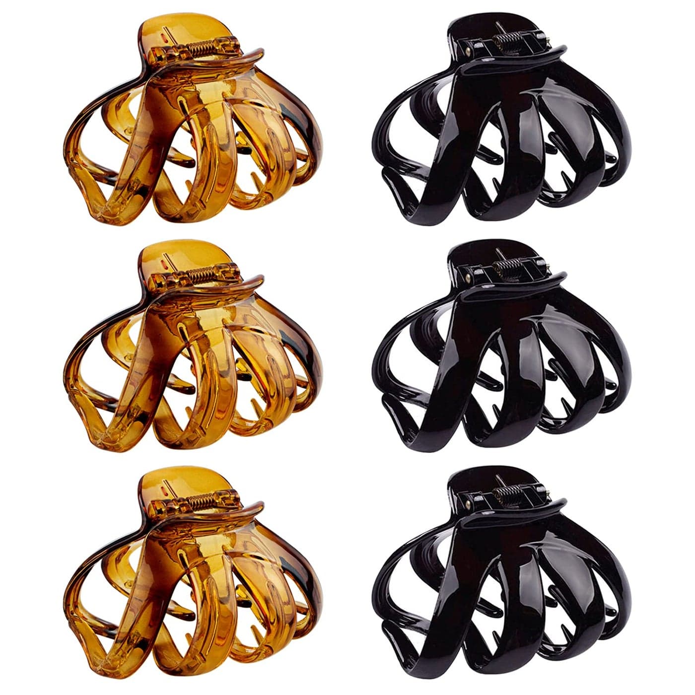 Large Octopus Hair Clips for Thick and All Hair Types 32 Strong Hold Jumbo Hair Jaw Clips for Women and Girls 6 Packs Black Brown