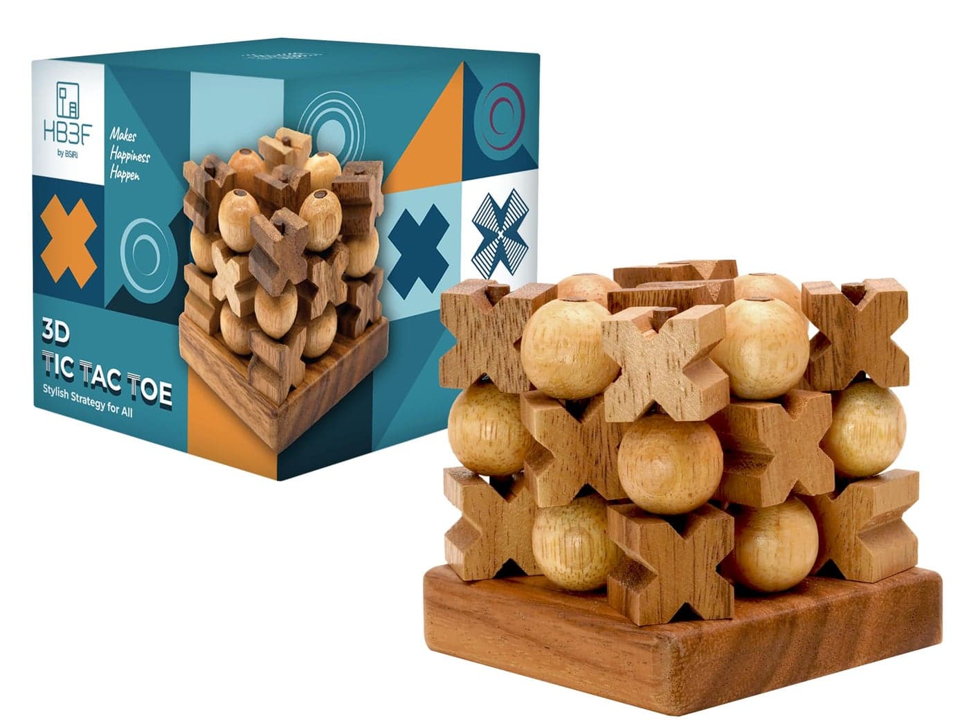 BSIRI 3D Wooden Tic Tac Toe - Rustic Coffee Table Decor, Unique Gifts for Special Occasions, Fun for All Ages in Strategic Game Night, Family Games, and More