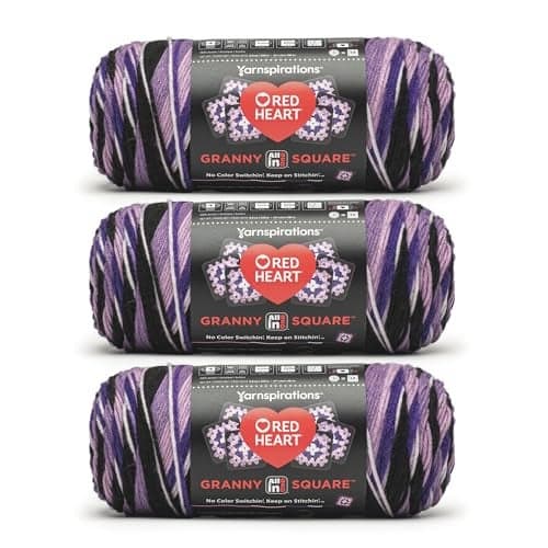 Red Heart All in One Granny Square Grape Granny 3 Pack of 250g Yarn