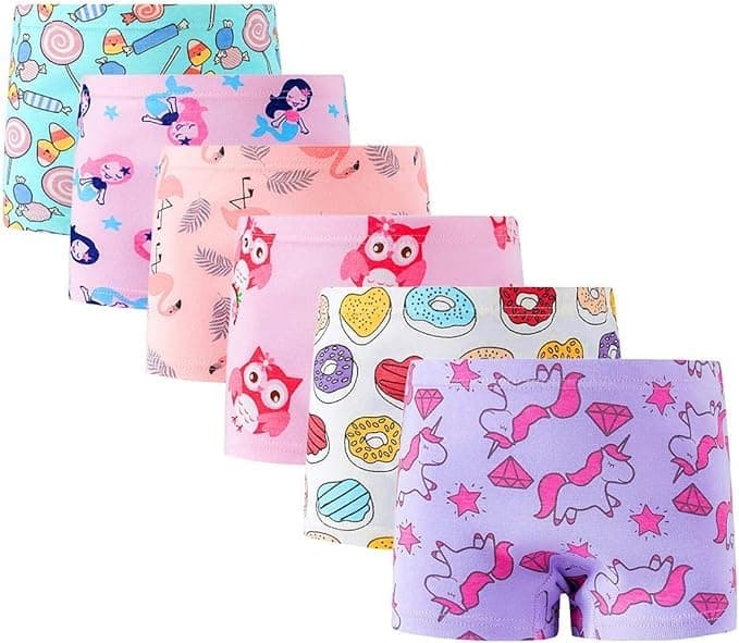 Closecret Soft Cotton Girls' Panties Boyshort Little Girls' Underwear Toddler Undies (Multicolor) 6-7 yr,S1