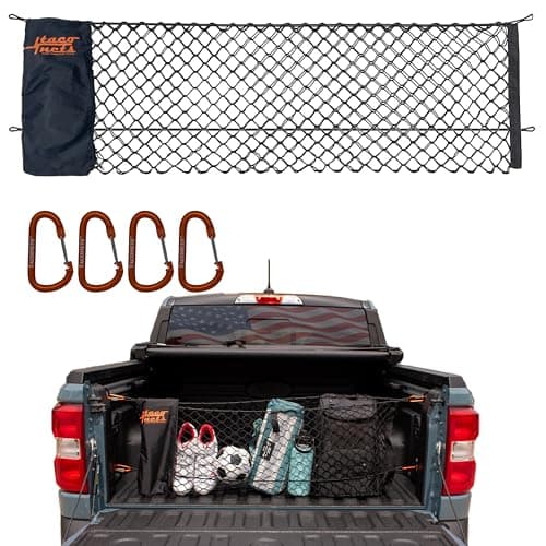 TacoNets Envelope Cargo Net for Ford Maverick - Fits 2022-2025 - Upgraded 5mm Bungee - Integrated Storage Bag - Heavy Duty Carabiners - Designed in USA