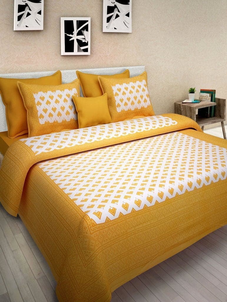 UNIBLISS Cotton 144 TC Bedsheet (Double_Yellow)