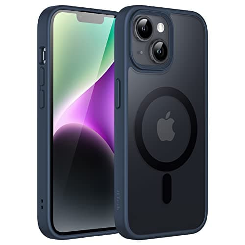 JETech Magnetic Case for iPhone 14 Plus 67Inch Compatible with MagSafe Translucent Matte Back Slim Shockproof Phone Cover Storm Blue