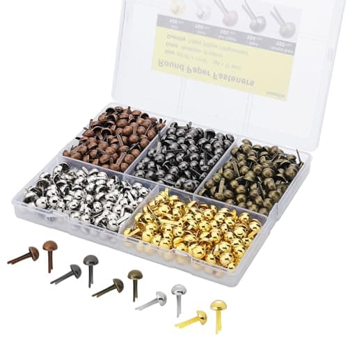 Brads for Paper Crafts, 500pcs Multicolor Metal Paper Fasteners, 8x17mm Fasteners for Crafts, Paper Brads, Round Head Fasteners, Split Pin