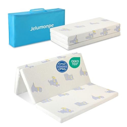 Jelumonpe Pack and Play Mattress 38x26x15Trifold Portable Pack n Play Mattresses with Carry BagWaterproof Playpen Crib Mattress with Soft Breathable and Washable Cover for Baby ToddlerAnimal