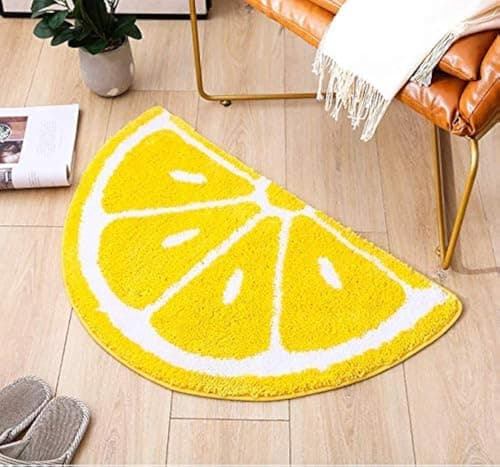 Rainbow/Lemon Rug Carpet Water Absorption Non-Slip Bedroom Bathroom Door Mat (Lemon S)