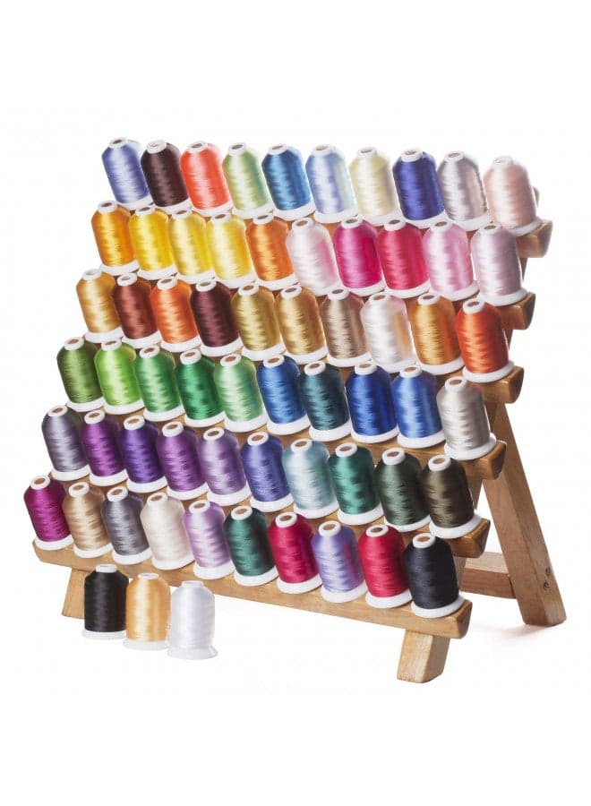 Simthread 63 Brother Colors Polyester Machine Embroidery Thread 1000M(1100Y) Big Spool for Brother Babylock Husqvarna Janome Singer Pfaff Bernina Serger Embroidery and Sewing Machines