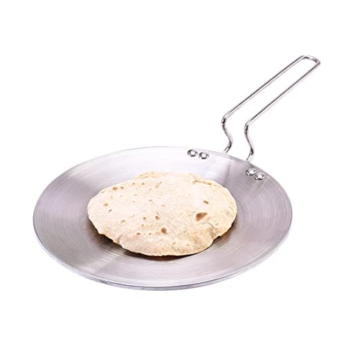 Wonderchef Nigella Tri-ply Stainless-Steel Concave Roti Tawa 26cm for Kitchen, Non-Toxic, Chemical & PFOA Free, Gas Stove & Induction Friendly, Cool-Touch Handle, 10-Yr Warranty, Silver