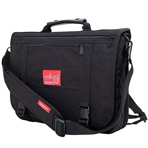 Manhattan Portage The Wallstreeter Messenger With Back Zipper (Black) | Shoulder Pad Included on Strap | Water Resistant