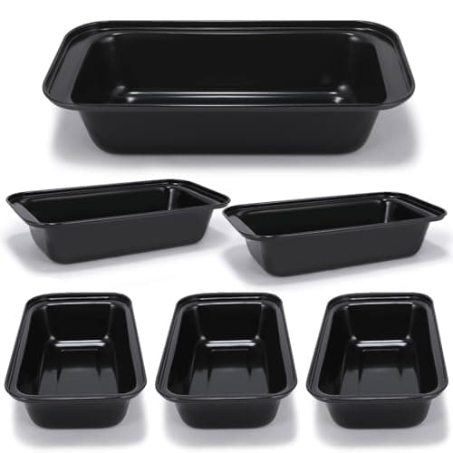 Yoehka 6 Pack Bread Pan Set NonStick 84 Loaf Pans for Baking Homemade Bread Sourdough Brownies Cake Carbon Steel Rectangle Baking Pans Black
