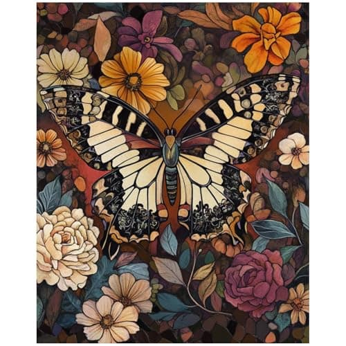 XTCIXAL Butterfly Paint by Numbers Kit for Adults Butterfly Paint by Number for Adults Beginners Acrylic Canvas Painting Kits for Home Wall Decor 16x20 Inch