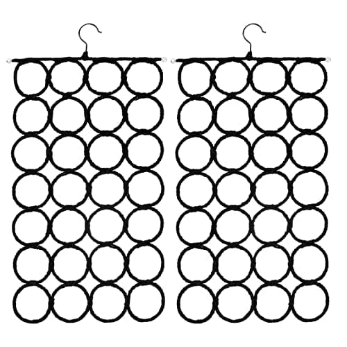 Tosnail Pack of 2 Scarf Hanger Holder Organizer Space Saver for Tie, Belt, Scarves, Socks - Black