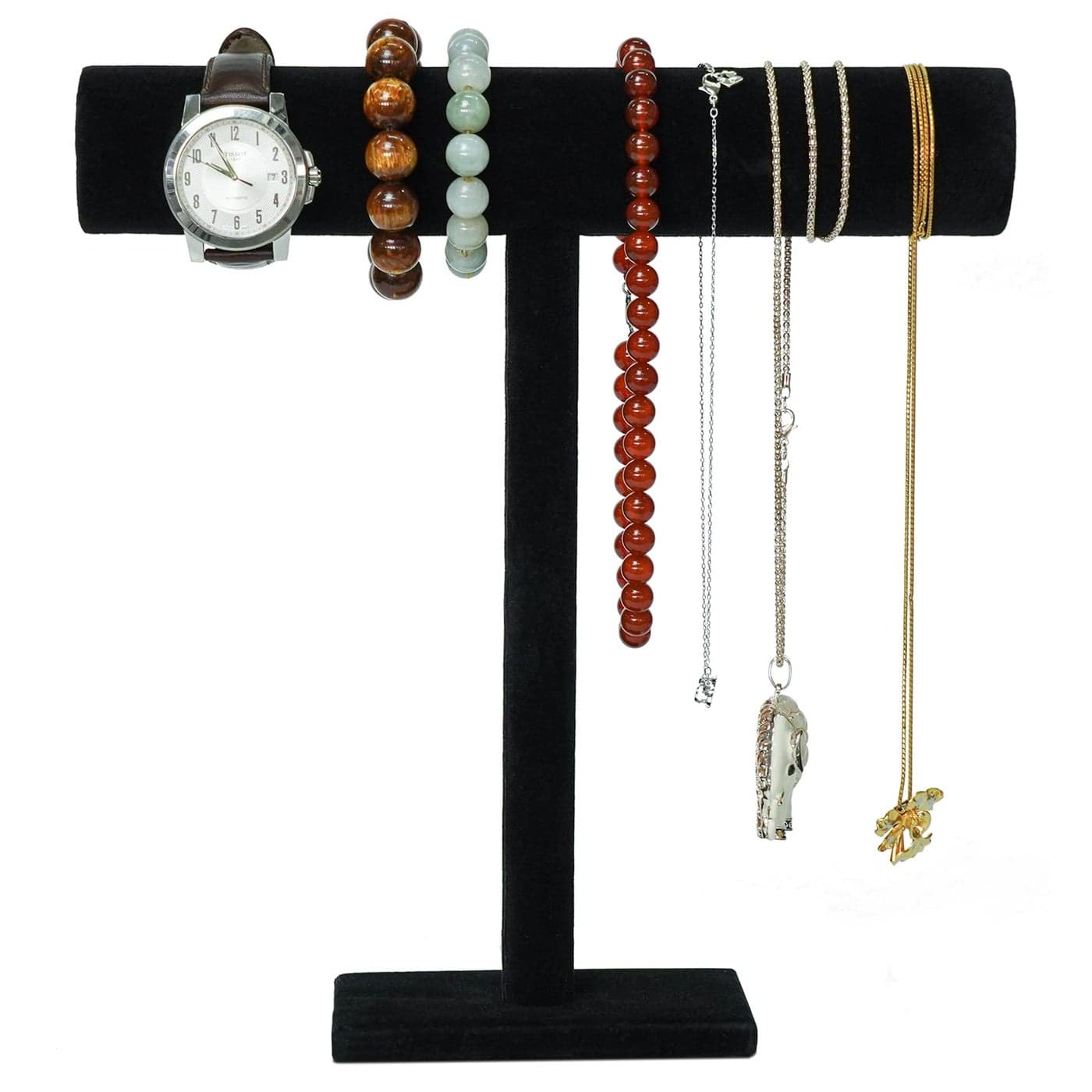 G Ganen TBar Necklace Holder Jewelry Display Stand Black Velvet Holder Organizer for Necklace Chains Bracelets Watches Headphones 12 High11Cross