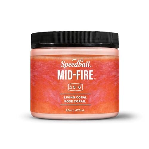 Speedball Mid-Fire Glaze, Living Coral, 16 Ounce Jar for Pottery and Ceramics