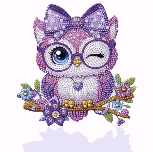 Baipisan Cute Owl Diamond Painting Ornaments Kits DIY 5D Tabletop Diamond Art Figurines Statues Special Shaped Rhinestone Desk OrnamentGem Art Kits Sculpture Ornaments Kits for Adults Beginners