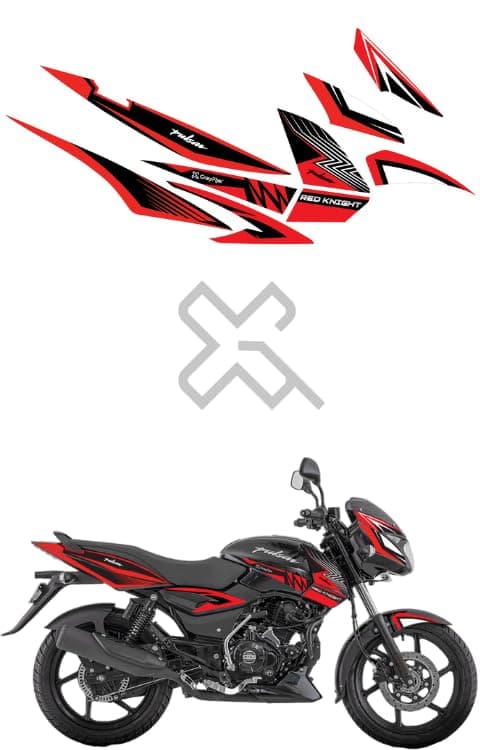 Grayfixx Red Knight Edition Sticker for Pulsar 125/150/180 | Printed in Premium Gloss Vinly with FPF(Fade Protection Film), Water Proof, Precut Sticker, Pack of 1 for Both Side