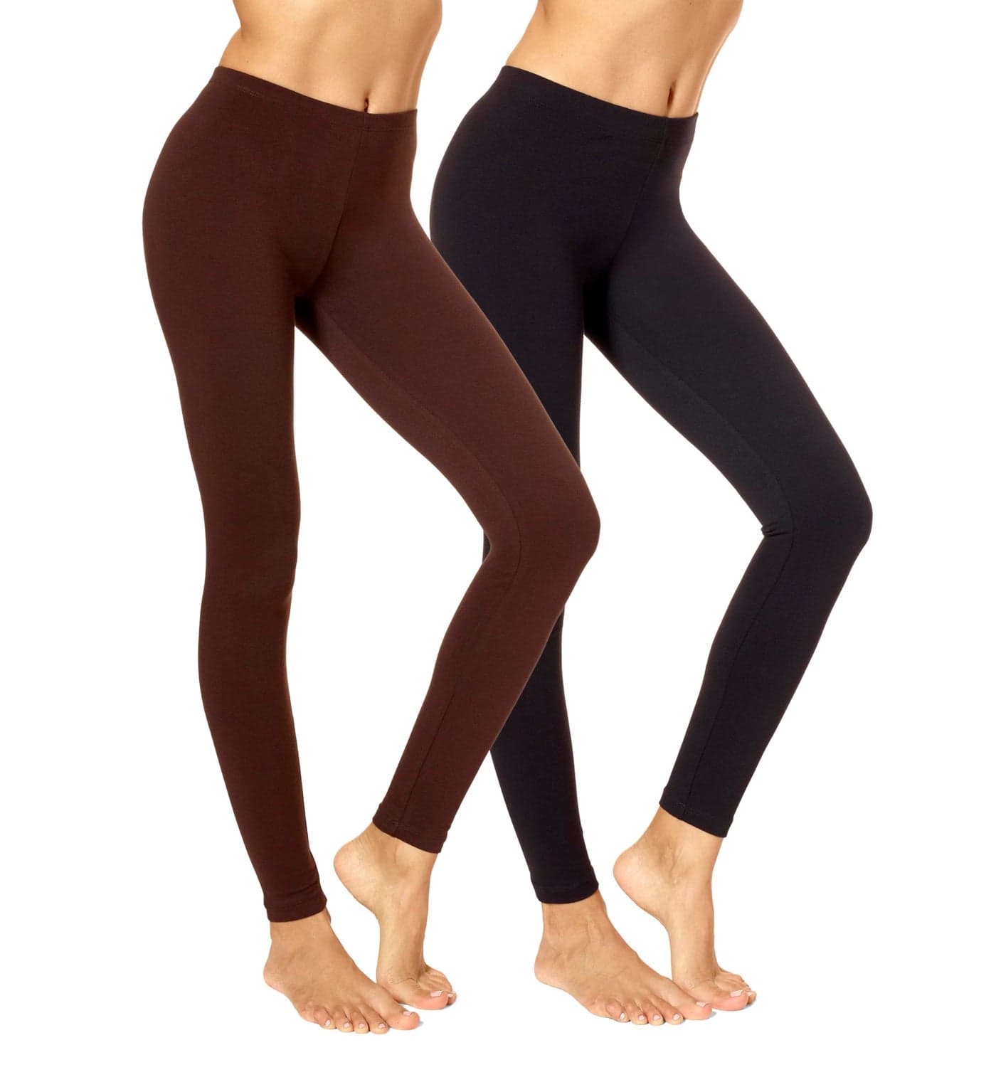 No Nonsense Women's Cotton Legging, Black/Espresso - 2 Pair Pack, Small