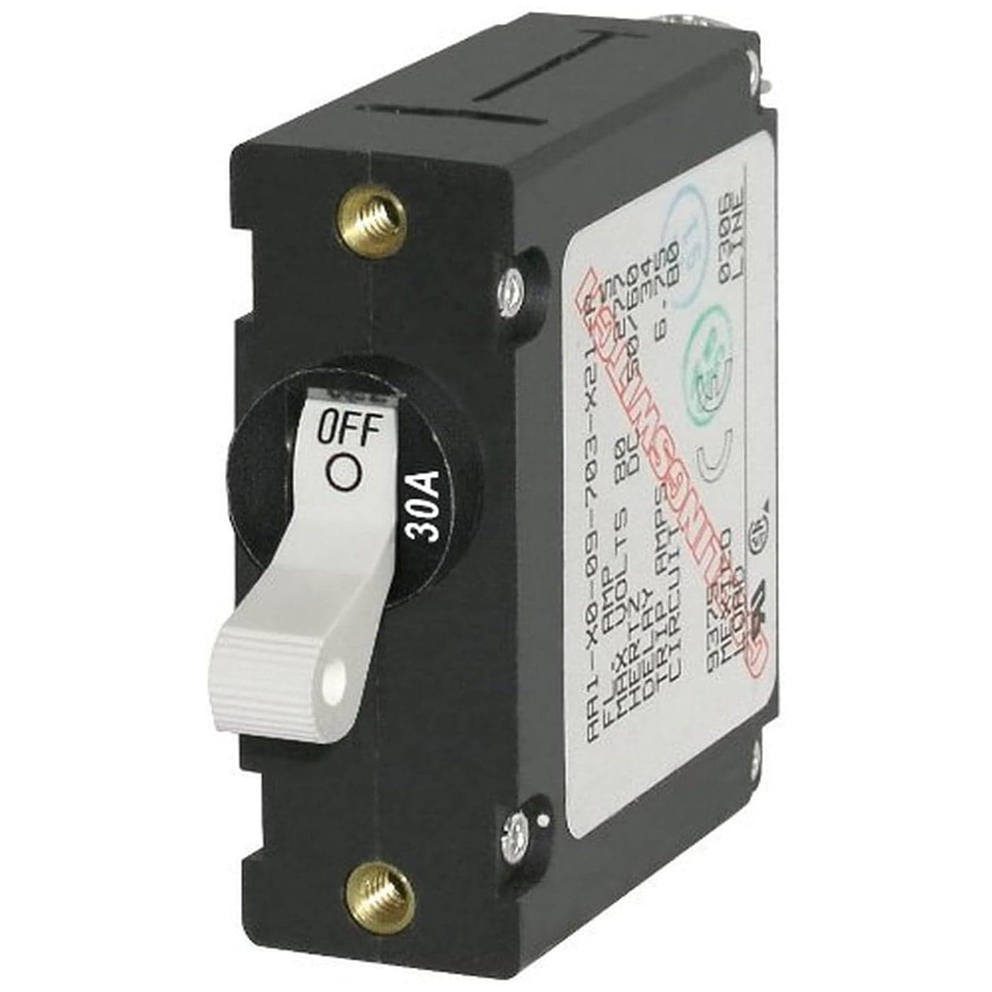 Blue Sea Systems 7222 ASeries White Toggle Circuit Breaker Single Pole 30A