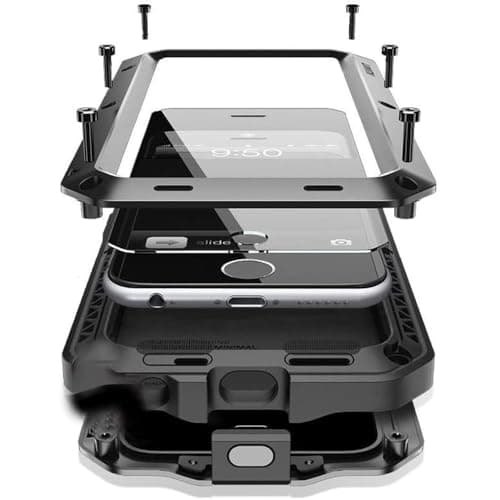 Marrkey for iPhone 16 Pro Metal Case 6.3",Heavy Duty Shockproof Aluminum Alloy Tough Armour Military Phone Case,360 Full Body Protective Cover with Silicone Built-in Screen Protector - Black