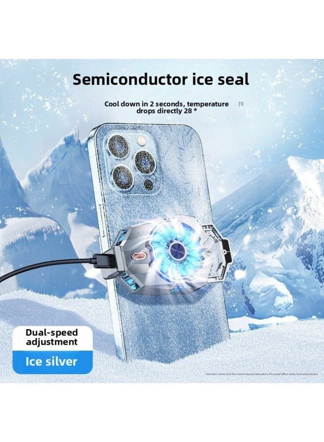 Mobile Phone Radiator Frozen Semiconductor Refrigeration Cooling Back Clip Chicken Game Live Artifact Electronic Competition Universal-Color:X2 【plug-in Model】 Ice Silver