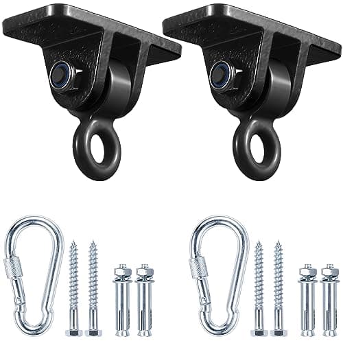 Swing Set Brackets, MDAIRC Heavy Duty Swing Hangers for Wooden Sets Playground Porch Indoor Outdoor & Hanging with Snap Hooks (2 Pack Black Swing Hook)
