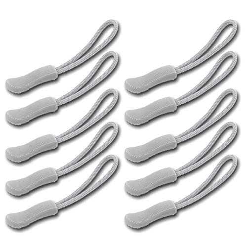 DYZD Durable Zipper Pulls Tab Tags Cord Pulls Zipper Extension Zip Fixer for Backpacks, Jackets, Luggage, Purses, Handbags (Grey,10 PCS)