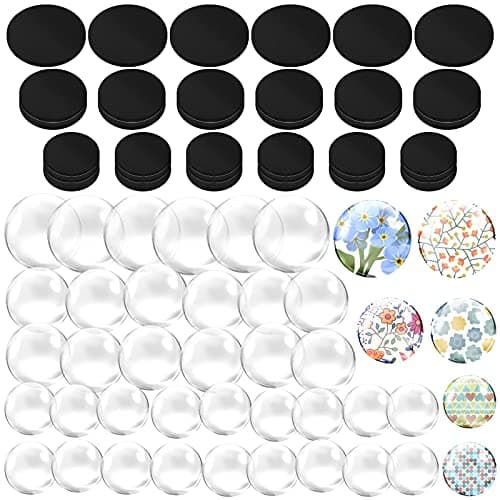 72 Pieces Craft Magnets Glass Ceramic Ferrite Magnet with Adhesive Backing and Transparent Clear Glass Cabochons for DIY Craft Fridge Refrigerator Pendants